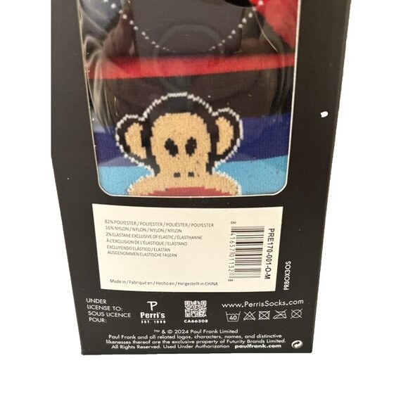 Paul Frank Socks 3 Pair Crew Socks w/ Iconic Monkey, Brand New Fits Men US 7-12 - Picture 6 of 6